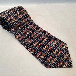 Metropolitan Museum of Art Neck Tie Moon Phases Fleur de Lis. Serpentine Blue